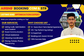 create and optimize your airbnb, booking com and str listing