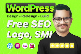 build wordpress website with free logo, SEO, smi