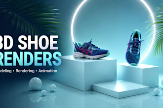 create 3d shoe modeling and rendering for footwear brands