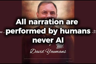 create a cinematic tribute slideshow with professional american male narration