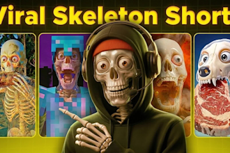 create viral ai skeleton shorts in dr data style for youtube tiktok reels