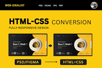 convert psd to html, figma to html, css responsive website