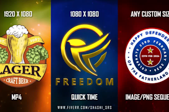 do 3d spinning rotating logo animation transparent loop HD