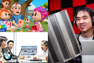 provide male female and kid voices in thai and english