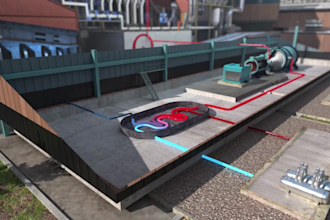 do 3d waste to energy plant process animation industrial power generation video