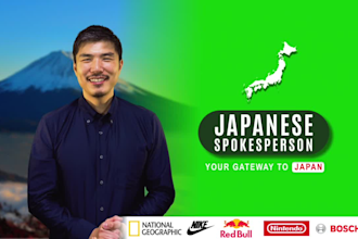 be your native energetic japanese asian male green screen spokesperson or do ugc