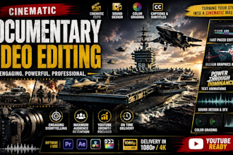 edit cinematic documentary, military, history and youtube videos