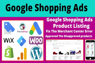 fix merchant center, listing products and setup google shopping ads