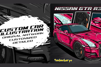 create awesome racing car into detailed car illustration
