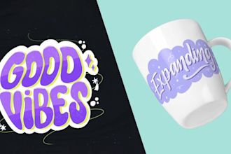 Big Deals! do aesthetic hand lettering for shirts stickers and merch