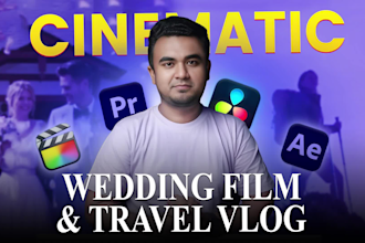 do cinematic wedding video and travel vlog editing