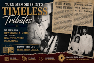 create a memorial video from newspaper articles