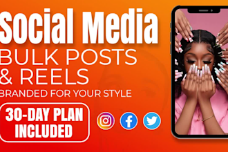 design bulk branded posts and reels facebook instagram 30 day content strategy