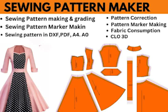 be your sewing PDF pattern maker a0,a4,us letter, ai, dxf, clothing pattern