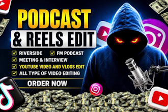 edit your monthly multicam podcast videos, zoom interview, riverside, video edit