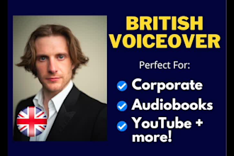 record a professional, british male voice over in english