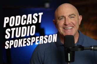 create a podcast spokesperson video with microphone