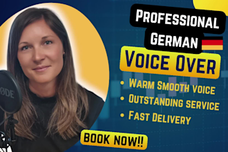 record a female german podcast intro and outro in 24 hours