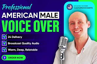 warm, friendly male voiceover for commercials or narration