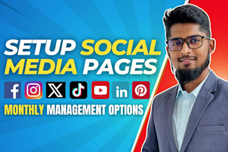 setup all social media accounts, facebook business page, instagram, youtube