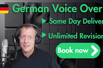 record a german male voice over in a deep, warm voice