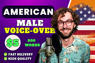 record a professional american male voice over for you