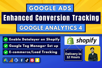 google ads enhanced conversion, ga4 ecommerce tracking for shopify, analytics 4