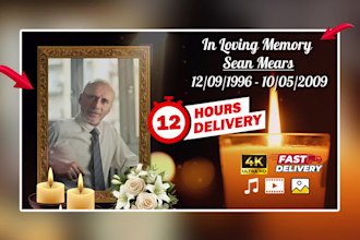 create funeral slideshow and memorial video in 12 hours