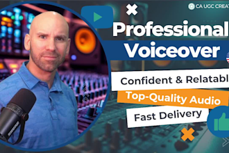 record a confident professional american male voice over