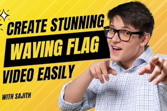create realistic waving flag with your brand logo image or text