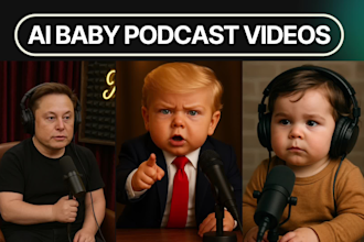 create viral ai baby podcast videos, news baby for tiktok