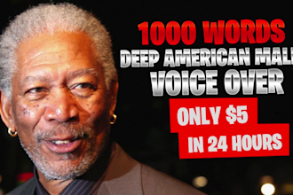 record 1000 words deep voice american male voice over for 5 dollars in 24 hours