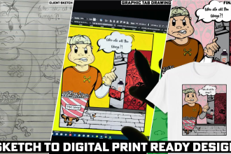 turn your sketch drawing into t shirt design