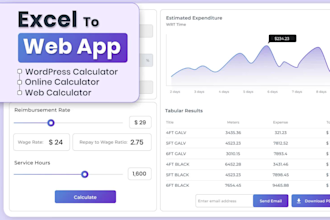 convert excel to web application, wordpress calculator,excel calculator into web