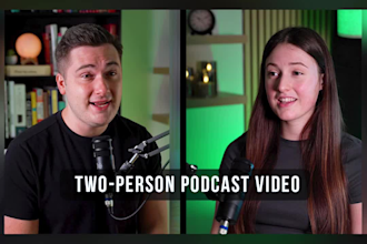 create a two person podcast ugc video with male and female