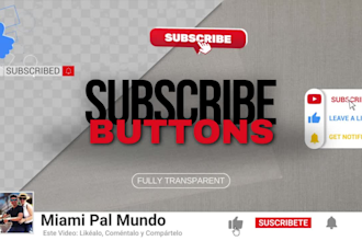 create animated youtube subscribe buttons, like and bell activation