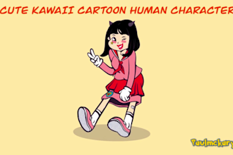 draw cute kawaii cartoon human character