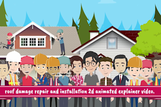 do roof damage repair or installation 2d animated explainer video