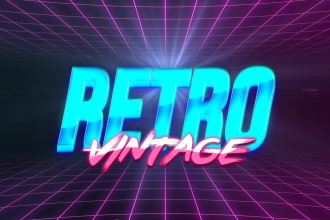 make retro vintage vhs 80 style text title trailer animation