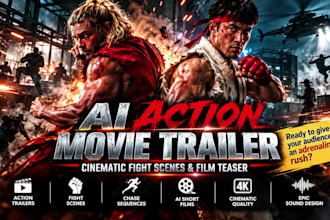 create ai action movie trailer, cinematic fight scenes, film teaser ai trailer