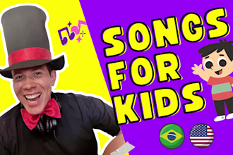 compose produce and sing kids songs and nursery rhymes in english or portuguese