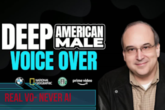 record a superb, deep american male voice over