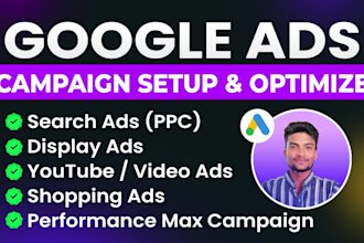 setup search google ads adwords PPC, display, and performance max campaign