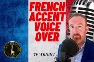 voice over a male  french accent in english in 24 hours