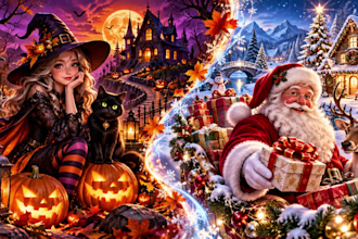 do cinematic 3d halloween and christmas ai animation videos