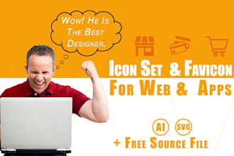 design custom vector icon set and favicon for web and app