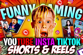 do funny gaming video editing for youtube with thumbnail and tiktok shorts