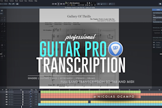do tab transcription of any song or solo in guitar pro