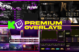 design custom kick, animated twitch overlay, stream package