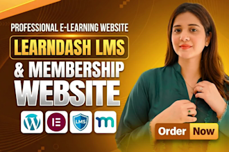 build wordpress lms website with learndash, elearning website